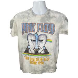 Pink Floyd The Division Bell Tour 1994 Tie Dye Graphic T-Shirt Gray Unisex Small